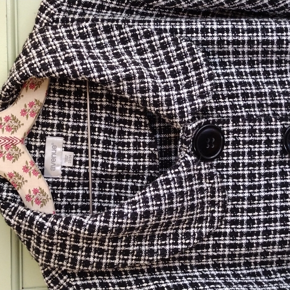 Women's Avenue 22/24 blouse jacket classic blk wht texture tweed - Picture 6 of 7